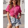 Zeagoo Womens Button Down Shirts Casual Short Sleeve Dress Shirt Textured Collared Summer Clothes Work Blouse(Hot Pink)