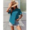 Zeagoo Womens Button Down Shirts Casual Short Sleeve Dress Shirt Textured Collared Summer Clothes Work Blouse(Lake Blue)
