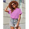 Zeagoo Womens Button Down Shirts Casual Short Sleeve Dress Shirt Textured Collared Summer Clothes Work Blouse(Lavender)