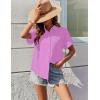 Zeagoo Womens Button Down Shirts Casual Short Sleeve Dress Shirt Textured Collared Summer Clothes Work Blouse(Lavender)