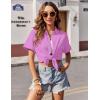 Zeagoo Womens Button Down Shirts Casual Short Sleeve Dress Shirt Textured Collared Summer Clothes Work Blouse(Lavender)