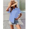 Zeagoo Womens Button Down Shirts Casual Short Sleeve Dress Shirt Textured Collared Summer Clothes Work Blouse(Light Blue)