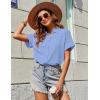 Zeagoo Womens Button Down Shirts Casual Short Sleeve Dress Shirt Textured Collared Summer Clothes Work Blouse(Light Blue)