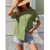 Zeagoo Womens Button Down Shirts Casual Short Sleeve Dress Shirt Textured Collared Summer Clothes Work Blouse(Light Green)