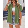Zeagoo Womens Button Down Shirts Casual Short Sleeve Dress Shirt Textured Collared Summer Clothes Work Blouse(Light Green)