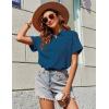 Zeagoo Womens Button Down Shirts Casual Short Sleeve Dress Shirt Textured Collared Summer Clothes Work Blouse(Peacock Blue)