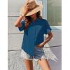 Zeagoo Womens Button Down Shirts Casual Short Sleeve Dress Shirt Textured Collared Summer Clothes Work Blouse(Peacock Blue)