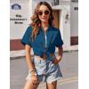 Zeagoo Womens Button Down Shirts Casual Short Sleeve Dress Shirt Textured Collared Summer Clothes Work Blouse(Peacock Blue)