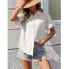 Zeagoo Womens Button Down Shirts Casual Short Sleeve Dress Shirt Textured Collared Summer Clothes Work Blouse(White)