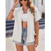 Zeagoo Womens Button Down Shirts Casual Short Sleeve Dress Shirt Textured Collared Summer Clothes Work Blouse(White)