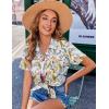 Zeagoo Womens Button Down Shirts Color Block Short Sleeve Cotton Linen Summer Causal Blouses Tops(Zw810)