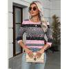 Zeagoo Women’s Casual 3/4 Sleeve T-Shirts Round Neck Cute Tunic Tops Basic Tees Blouses Business Work Tee Top(Pink Stripe-tz245)