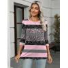 Zeagoo Women’s Casual 3/4 Sleeve T-Shirts Round Neck Cute Tunic Tops Basic Tees Blouses Business Work Tee Top(Pink Stripe-tz245)