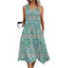 Zeagoo Womens Casual Dress for Summer Tank Dress Loose Flowy Beach Dress with Pockets Hankerchief Flare Midi Sundress 2026(01 Green)