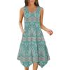 Zeagoo Womens Casual Dress for Summer Tank Dress Loose Flowy Beach Dress with Pockets Hankerchief Flare Midi Sundress 2026(01 Green)