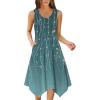 Zeagoo Womens Casual Dress for Summer Tank Dress Loose Flowy Beach Dress with Pockets Hankerchief Flare Midi Sundress 2026(03 Green)