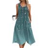 Zeagoo Womens Casual Dress for Summer Tank Dress Loose Flowy Beach Dress with Pockets Hankerchief Flare Midi Sundress 2026(03 Green)