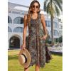 Zeagoo Womens Casual Dress for Summer Tank Dress Loose Flowy Beach Dress with Pockets Hankerchief Flare Midi Sundress 2026(Brown Mz721)