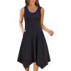 Zeagoo Womens Casual Dress for Summer Tank Dress Loose Flowy Beach Dress with Pockets Hankerchief Flare Midi Sundress 2026(Solid Black)