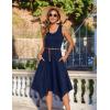 Zeagoo Womens Casual Dress for Summer Tank Dress Loose Flowy Beach Dress with Pockets Hankerchief Flare Midi Sundress 2026(Solid Navy)