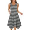 Zeagoo Womens Casual Dress for Summer Tank Dress Loose Flowy Beach Dress with Pockets Hankerchief Flare Midi Sundress 2026(Stripe Print)