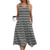 Zeagoo Womens Casual Dress for Summer Tank Dress Loose Flowy Beach Dress with Pockets Hankerchief Flare Midi Sundress 2026(Stripe Print)