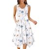 Zeagoo Womens Casual Dress for Summer Tank Dress Loose Flowy Beach Dress with Pockets Hankerchief Flare Midi Sundress 2026(White Floral)