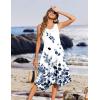 Zeagoo Womens Casual Dress for Summer Tank Dress Loose Flowy Beach Dress with Pockets Hankerchief Flare Midi Sundress 2026(White Wf118)