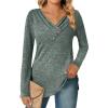 Zeagoo Women’s Casual Tunic Tops Long Sleeve Shirts for Leggings V Neck Button Fall Pullover Blouse Loose Sweatshirts(Army Green)