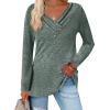 Zeagoo Women’s Casual Tunic Tops Long Sleeve Shirts for Leggings V Neck Button Fall Pullover Blouse Loose Sweatshirts(Army Green)