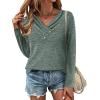 Zeagoo Women’s Casual Tunic Tops Long Sleeve Shirts for Leggings V Neck Button Fall Pullover Blouse Loose Sweatshirts(Army Green)