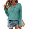 Zeagoo Women’s Casual Tunic Tops Long Sleeve Shirts for Leggings V Neck Button Fall Pullover Blouse Loose Sweatshirts(Bg)