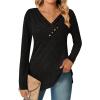 Zeagoo Women’s Casual Tunic Tops Long Sleeve Shirts for Leggings V Neck Button Fall Pullover Blouse Loose Sweatshirts(Black)