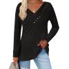 Zeagoo Women’s Casual Tunic Tops Long Sleeve Shirts for Leggings V Neck Button Fall Pullover Blouse Loose Sweatshirts(Black)