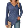 Zeagoo Women’s Casual Tunic Tops Long Sleeve Shirts for Leggings V Neck Button Fall Pullover Blouse Loose Sweatshirts(Blv)