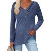 Zeagoo Women’s Casual Tunic Tops Long Sleeve Shirts for Leggings V Neck Button Fall Pullover Blouse Loose Sweatshirts(Blv)