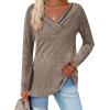 Zeagoo Women’s Casual Tunic Tops Long Sleeve Shirts for Leggings V Neck Button Fall Pullover Blouse Loose Sweatshirts(Coffee)