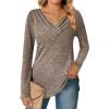 Zeagoo Women’s Casual Tunic Tops Long Sleeve Shirts for Leggings V Neck Button Fall Pullover Blouse Loose Sweatshirts(Coffee)