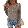 Zeagoo Women’s Casual Tunic Tops Long Sleeve Shirts for Leggings V Neck Button Fall Pullover Blouse Loose Sweatshirts(Coffee)