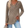 Zeagoo Women’s Casual Tunic Tops Long Sleeve Shirts for Leggings V Neck Button Fall Pullover Blouse Loose Sweatshirts(Coffee-02)
