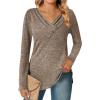 Zeagoo Women’s Casual Tunic Tops Long Sleeve Shirts for Leggings V Neck Button Fall Pullover Blouse Loose Sweatshirts(Coffee-02)