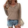 Zeagoo Women’s Casual Tunic Tops Long Sleeve Shirts for Leggings V Neck Button Fall Pullover Blouse Loose Sweatshirts(Coffee-02)