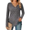 Zeagoo Women’s Casual Tunic Tops Long Sleeve Shirts for Leggings V Neck Button Fall Pullover Blouse Loose Sweatshirts(Dark Gray)