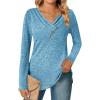 Zeagoo Women’s Casual Tunic Tops Long Sleeve Shirts for Leggings V Neck Button Fall Pullover Blouse Loose Sweatshirts(Dpb)