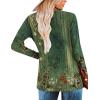 Zeagoo Women’s Casual Tunic Tops Long Sleeve Shirts for Leggings V Neck Button Fall Pullover Blouse Loose Sweatshirts(Green-floral Printed)