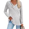 Zeagoo Women’s Casual Tunic Tops Long Sleeve Shirts for Leggings V Neck Button Fall Pullover Blouse Loose Sweatshirts(Grey)