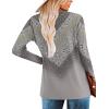Zeagoo Women’s Casual Tunic Tops Long Sleeve Shirts for Leggings V Neck Button Fall Pullover Blouse Loose Sweatshirts(Grey-printed)