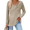Zeagoo Women’s Casual Tunic Tops Long Sleeve Shirts for Leggings V Neck Button Fall Pullover Blouse Loose Sweatshirts(Khaki)