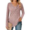 Zeagoo Women’s Casual Tunic Tops Long Sleeve Shirts for Leggings V Neck Button Fall Pullover Blouse Loose Sweatshirts(Light Purple)