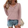 Zeagoo Women’s Casual Tunic Tops Long Sleeve Shirts for Leggings V Neck Button Fall Pullover Blouse Loose Sweatshirts(Light Purple)